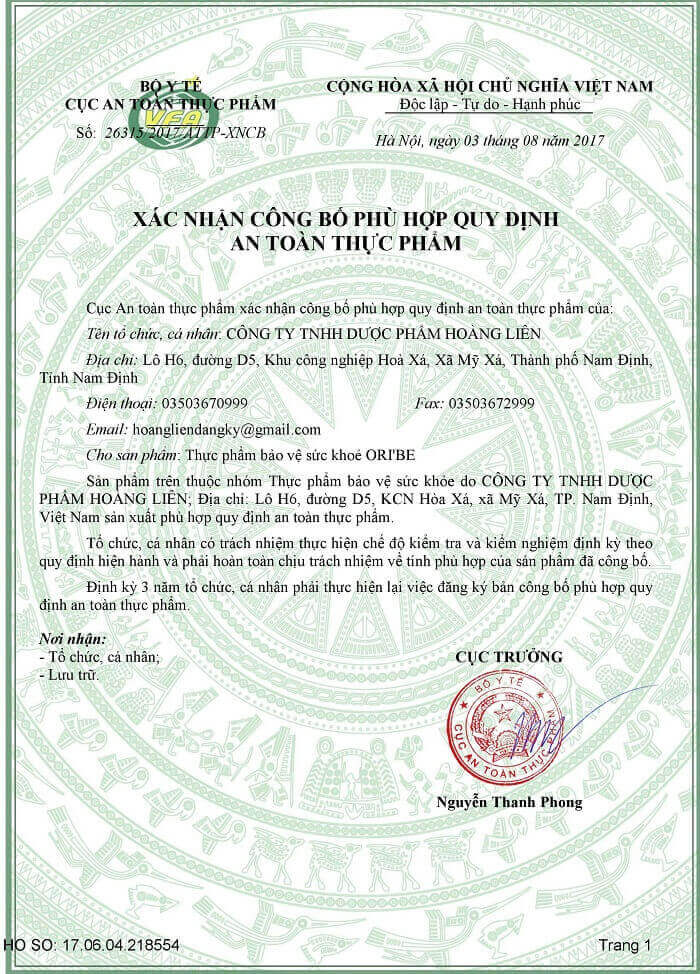 Chứng Nhận An Toàn Thực Phẩm