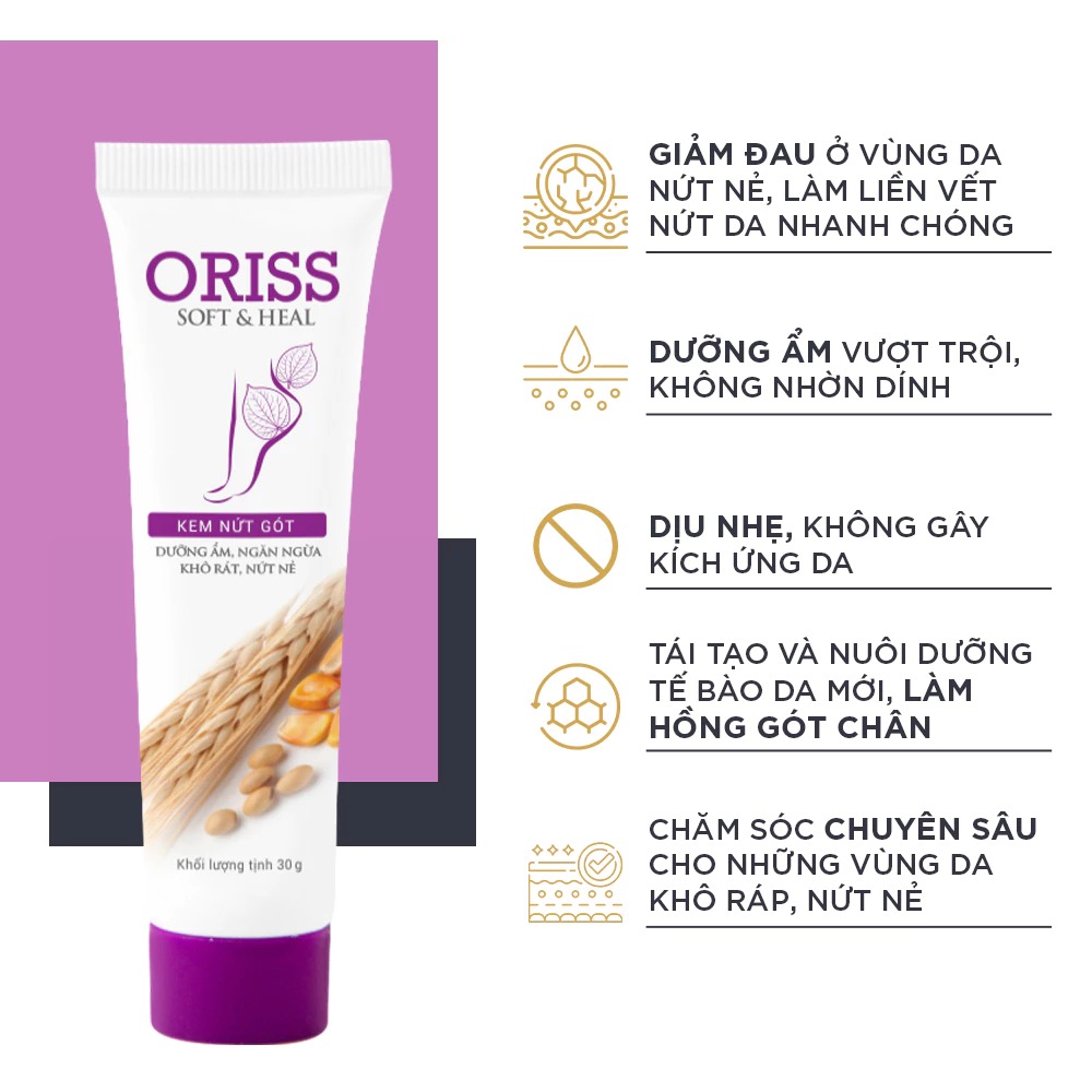 KEM NỨT GÓT ORISS - Kem Dưỡng Ẩm Làm Mềm Gót Chân Chống Nứt Nẻ Làm Liền Vết Thương 30g