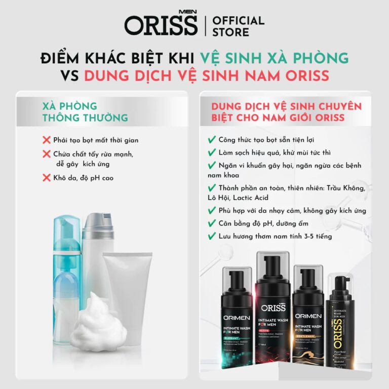 DUNG DỊCH VỆ SINH NAM ORIMEN - Bọt vệ sinh nam giới khử mùi sạch khuẩn không gây kích ứng - 120ml