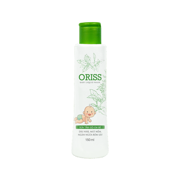Sữa Tắm Gội Rôm Sẩy Em Bé Oriss Dịu Nhẹ Không Cay Mắt Chai 150ml