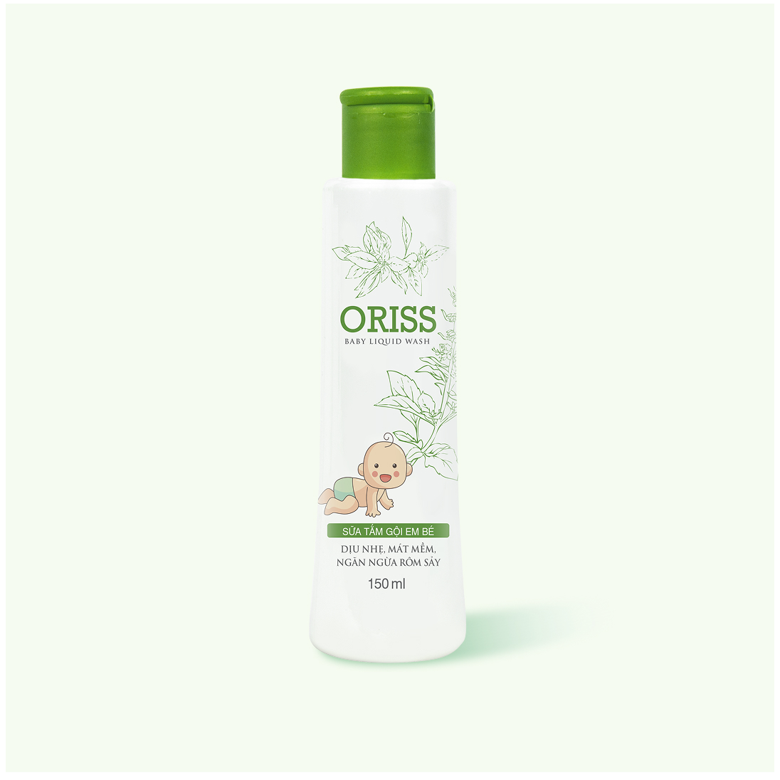 Sữa Tắm Gội Rôm Sẩy Em Bé Oriss Dịu Nhẹ Không Cay Mắt Chai 150ml