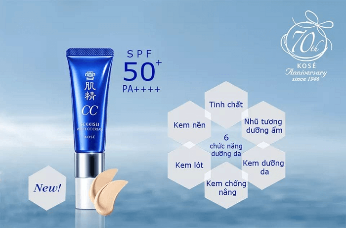 Kem trang điểm CC Kose Sekkisei White Cream SPF50+